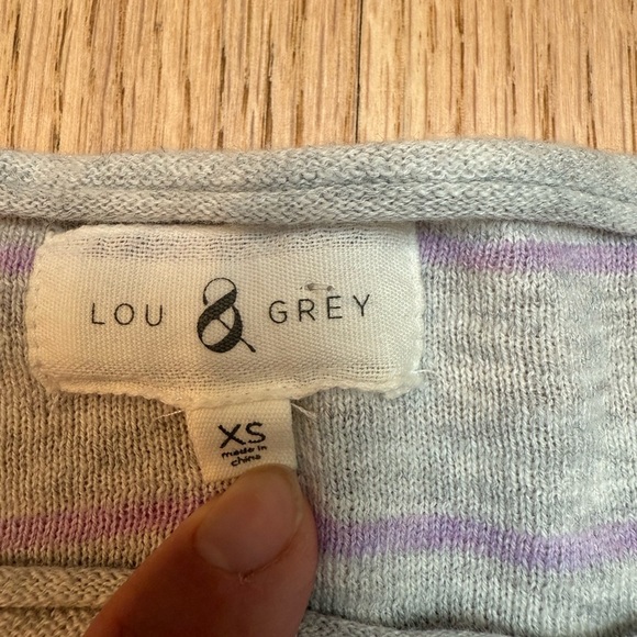 Lou & Grey Striped Top Gray and Purple - Picture 2 of 3